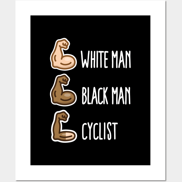 White man Black man Cyclist funny cycling biceps (light design Wall Art by LaundryFactory